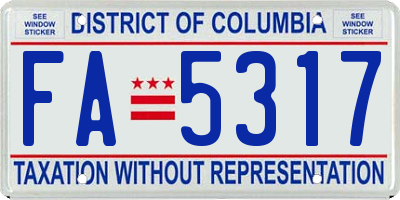 DC license plate FA5317