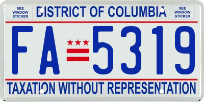 DC license plate FA5319