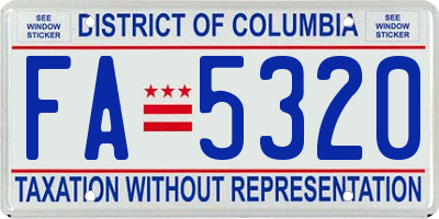 DC license plate FA5320