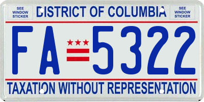 DC license plate FA5322