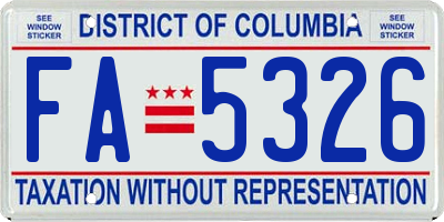 DC license plate FA5326