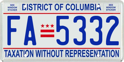 DC license plate FA5332