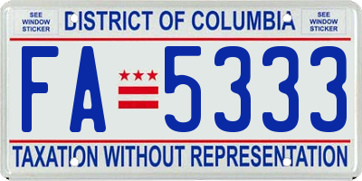 DC license plate FA5333