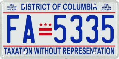 DC license plate FA5335