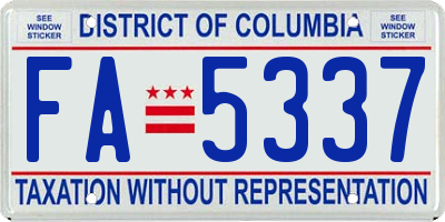 DC license plate FA5337