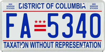 DC license plate FA5340