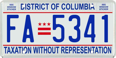 DC license plate FA5341