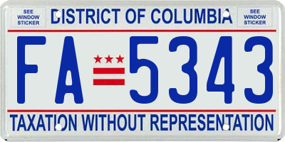 DC license plate FA5343