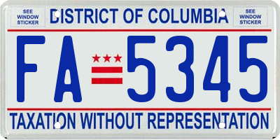 DC license plate FA5345