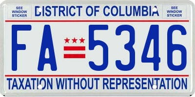 DC license plate FA5346