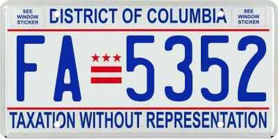 DC license plate FA5352