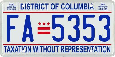 DC license plate FA5353