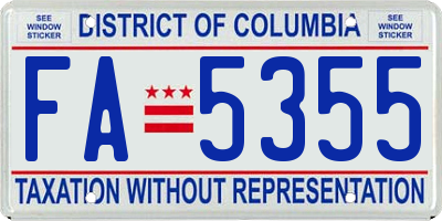 DC license plate FA5355