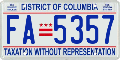 DC license plate FA5357