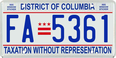 DC license plate FA5361