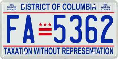 DC license plate FA5362