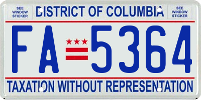 DC license plate FA5364