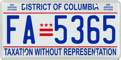 DC license plate FA5365