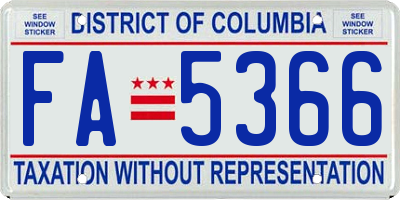 DC license plate FA5366