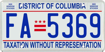 DC license plate FA5369