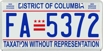 DC license plate FA5372