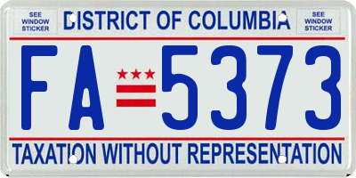 DC license plate FA5373