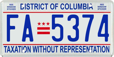 DC license plate FA5374