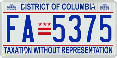 DC license plate FA5375