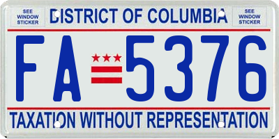 DC license plate FA5376