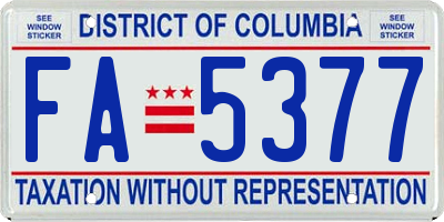 DC license plate FA5377