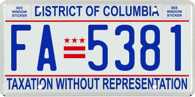 DC license plate FA5381