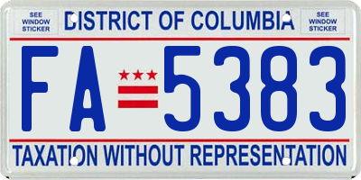 DC license plate FA5383