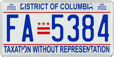 DC license plate FA5384