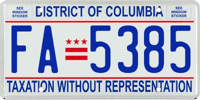 DC license plate FA5385