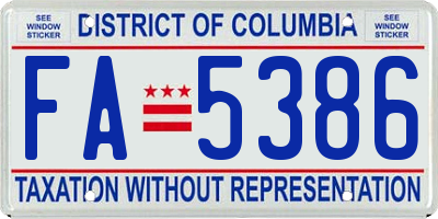 DC license plate FA5386