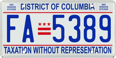 DC license plate FA5389