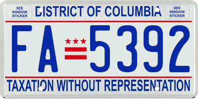 DC license plate FA5392