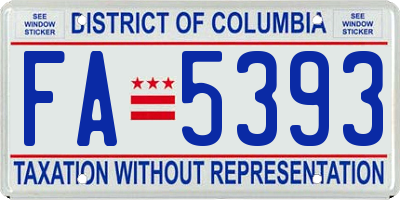 DC license plate FA5393