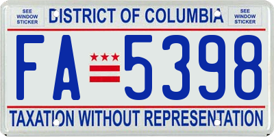 DC license plate FA5398