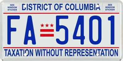 DC license plate FA5401