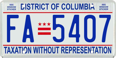 DC license plate FA5407