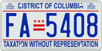 DC license plate FA5408