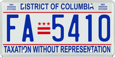 DC license plate FA5410