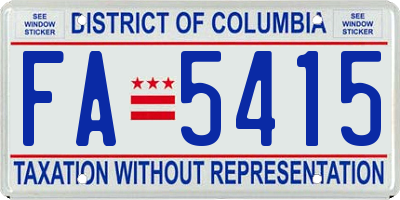 DC license plate FA5415