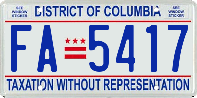 DC license plate FA5417