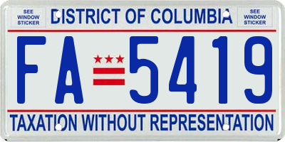 DC license plate FA5419