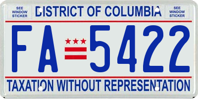 DC license plate FA5422