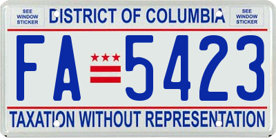 DC license plate FA5423