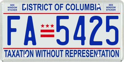 DC license plate FA5425