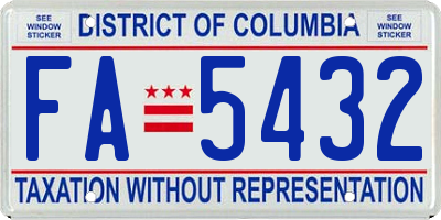 DC license plate FA5432